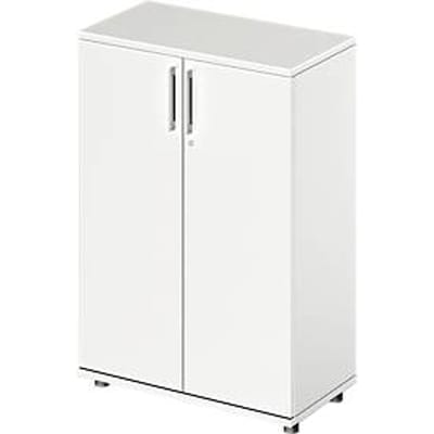 Draaideurkast TETRIS WOOD – B 800 x D 421 x H 1160 mm (hoogte inclusief glijders) – 3 OH - wit – ons merk Schäfer Shop Genius
