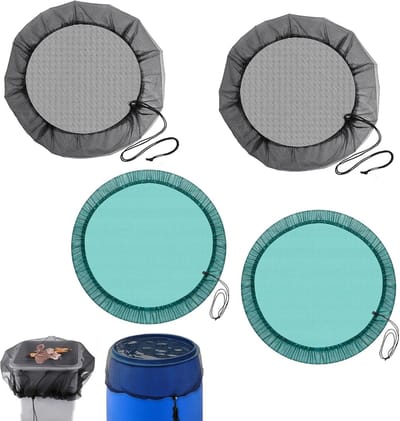 Thijox - Regenton Net Cover Set 4 Stuks 60 cm Verstelbaar Fijnmazig Beschermnet Zwart voor Wateropvang en Tuin Bescherming