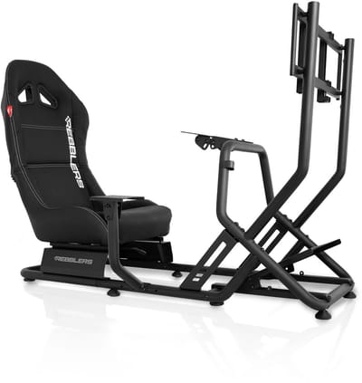 REBBLERS® SIMR 300GM Sim Racing Cockpit + Gearshift Holder + Monitor Mount - Racestoel - Volledig Verstelbaar - Zwart