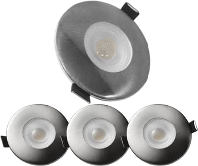 McShine - Set van 4 - LED Inbouwspot IP65 - Badkamerspot - Spatwaterdicht - 4,9W - 3000K - Ø88 mm - Geborsteld Staal
