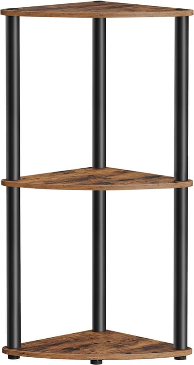 SONGMICS HOME - Wandplank - Hoekkast - Met 3 Niveaus - Gereedschapsloze Montage - Voor Woonkamer Slaapkamer Keuken