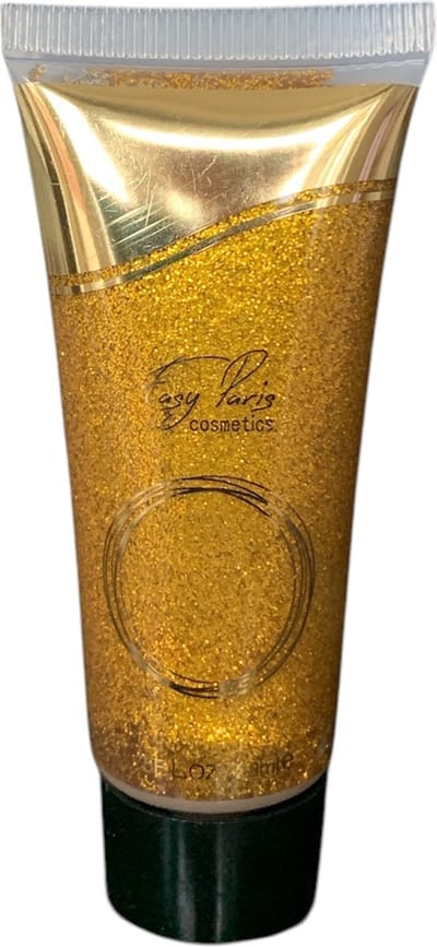 Easy Paris Cosmetics - Glitters - Vloeibare glitters - Schminkglitters - Gezichtsglitters - Lichaamsglitters - Oogschaduw glitters - Decolleté glitters - Grime - Glitter gel - Geel Goud - 22 ml - Carnaval - Festival - Feest