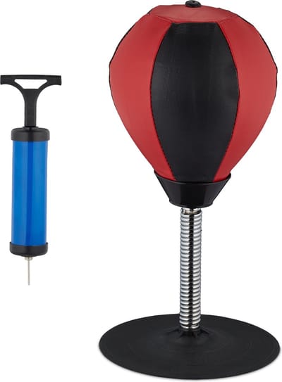 bureau boksbal - voor kantoor en thuis - met zuignap - minibokszak tafel - zwart/rood