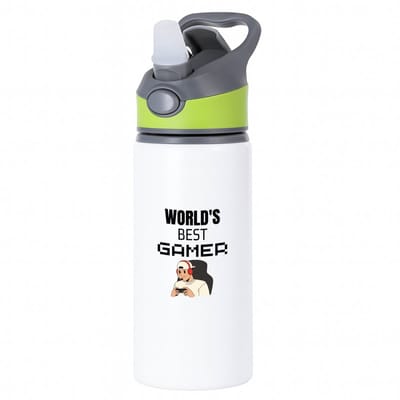 Hacebo® - world's best gamer waterfles met rietje groen - Gamen - gamers - cadeau - gamers - beste - kado - water fles - 650ML