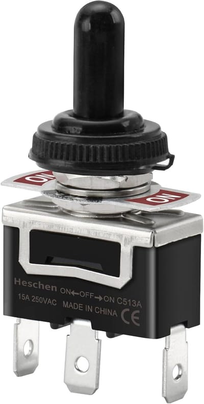 Metalen Tuimelschakelaar 15A 250VAC SPDT met Waterdichte Dop - Aan/Uit 3 Standen