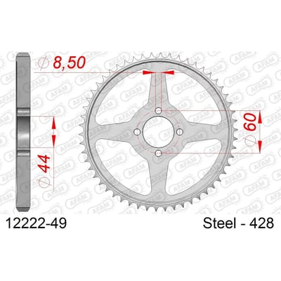 Stalen tandwiel Afam 428 49 dents