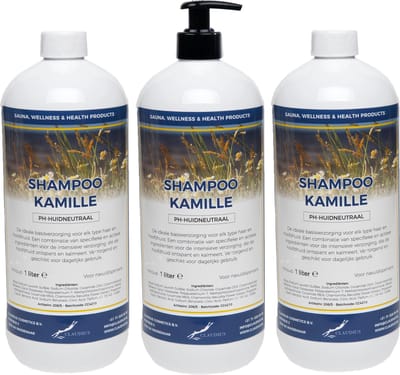 Shampoo Kamille - 1 Liter - met gratis pomp - set van 3 stuks - Voordeelverpakking - Haarverzorging