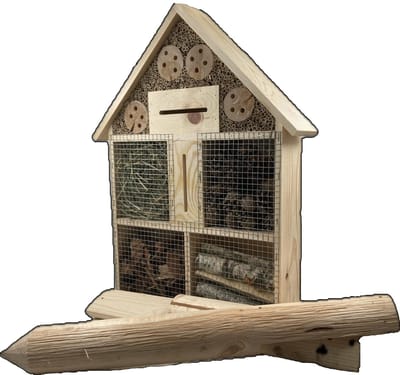 GARDEN SPIRIT Vrijstaand insectenhotel op paaltjes - 8 x 45 x 58 cm.