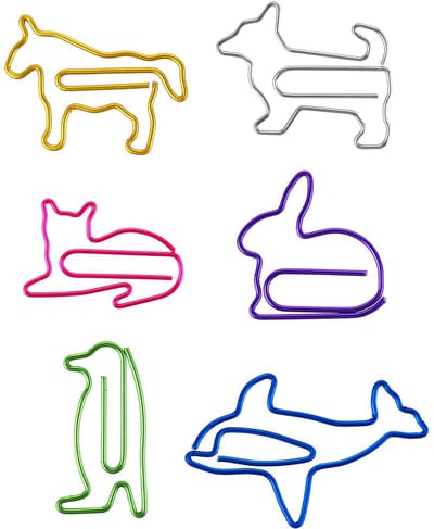 Paperclips van metaal, dieren cartoon motief, nieuw design paperclips, bladwijzer voor kantoor en school, schrijfwaren en documentengeschenken