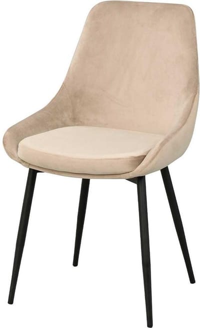 Rowico Home Sierra Eetkamerstoel Beige - Velvet - Fluweel - Stof - Zwarte Poten - Scandinavisch - Modern