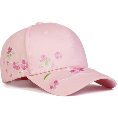 Nieuwe Baseballpet met Perzikbloesem voor Dames, Veelzijdige en Modieuze Pet met Eendenbek, Zonnehoed met Geborduurde Bloem white