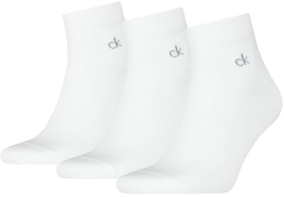 Calvin Klein - Quartersokken Heren - 3 paar CK Sokken - Wit - Maat 39/42