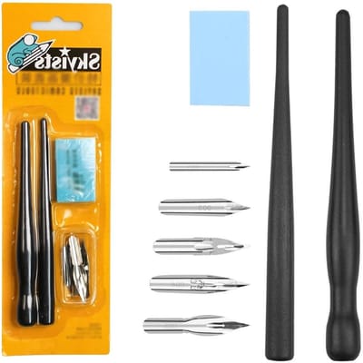 Complete Calligraphy Spring Set met 2 Penhouders en 5 Veertjes voor Beginners en Kunstenaars, Ideaal voor Schetsen en Creatieve Projecten, Set van 8