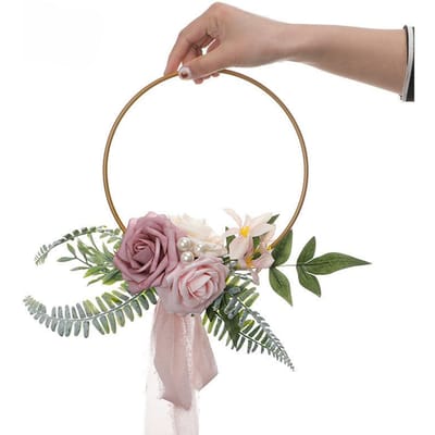 Bruiloft Gouden Hoepel Boeket voor Bruidsmeisjes Bloemig Roos Metalen Ring Krans Vrijgezellenfeest Ceremonie Decoratie