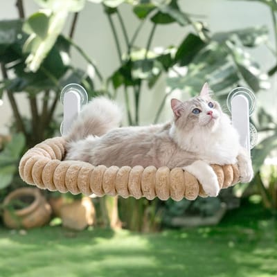 Hangmat voor Katten voor het Raam - Vouwbaar met 4 Zuignappen, Verstelbare Hoes, Tot 18kg, 54x30cm