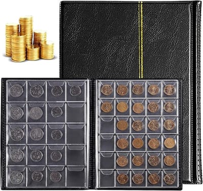 Coin Collectors Album met 250 Pockets voor Munten, Muntenopslag, Organiseren en Beschermen van Verzamelingen, Zwart