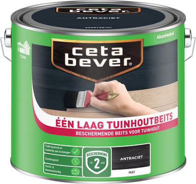 Cetabever - Een Laag Tuinhoutbeits - Antraciet - 2,5 L