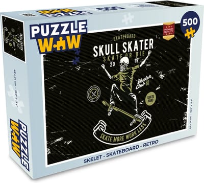 Puzzel Skelet - Skateboard - Retro - Legpuzzel - Puzzel 500 stukjes