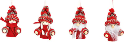 G. Wurm Kersthangers - 4ST - kerstmannetjes - 8 cm - ornamenten