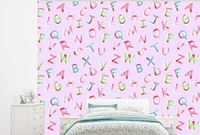 Behang - Fotobehang Alfabet - Letters - Patroon - Breedte 300 cm x hoogte 240 cm