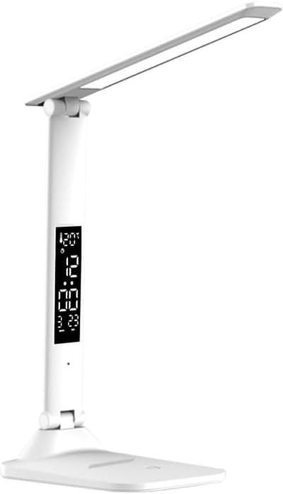 Bureaulamp - Bureaulamp LED - Leeslamp - Oplaadbare Bureaulamp LED - Opvouwbaar - 3 Kleuren licht - met LED-scherm - Wit