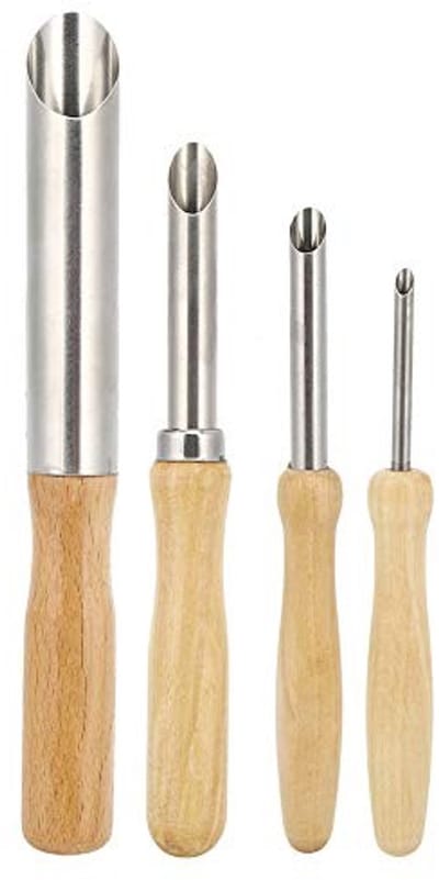 Dailygoods- Beeldhouwgereedschap 4 Stuks - Houten Handvat - Cirkelvormig Gat - Kleisnijders - Aardewerk Gereedschap - Voor Kunstklei - Klei Snijders