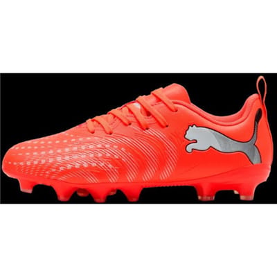 PUMA FUTURE 9 PLAY FG/AG Jr Unisex Sportschoenen - Glowing Red-PUMA White-PUMA Black-PUMA Silver