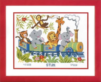 borduurpakket 70.657 jungle, geboorte, dierentrein