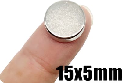 TLVX 5 stuks Erg Sterke Ronde Magneten 15x5mm / Ultra sterke magneten / Zinaps / Magneet Rond / Neodymium magneten / Magneetjes Deur / Kastdeuren / Koelkast / Whiteboard / School / Leren / Schoolbord / Papier vastzetten / Magnetische werking N52