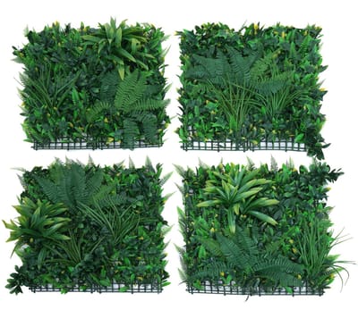 Wandpaneel MCW-O94, plantenwand wanddecoratie kunstplant, binnen/buiten, 4x 50x50cm = 1m², planten groen