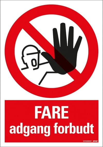 Pickup bord 23x33 cm Combinatie - FARE ADGANG FORBUDT