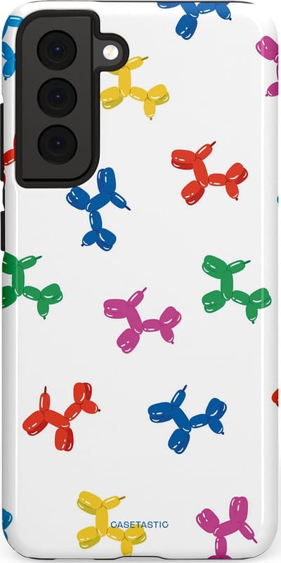 Casetastic Hoesje Geschikt voor Samsung S21 FE - Stijlvolle Beschermende Duo-layer Case - Ballonnen hondje