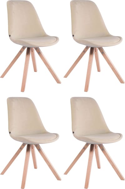 CLP Toulouse Set van 4 Stoelen - Vierkant frame - Fluweel creme natura