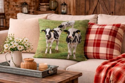 Canvas Countryside Cows Collection Kussenhoes - Koe - Koeien - 45x45 cm