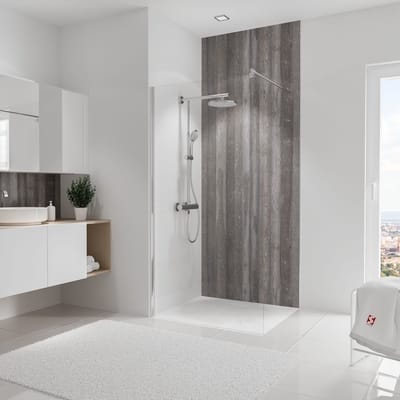 Schulte badkamer achterwand - steen beton - 100x255 - zelf inkortbaar en zelfklevend - wanddecoratie - muurdecoratie - wandpanelen - muurbekleding