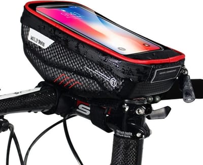 Wildman - Stuurtas - Telefoonhouder/Fietstas - Waterdicht - Touchscreen - Met rits - 1L - 10 tot 18cm telefoon - Zwart