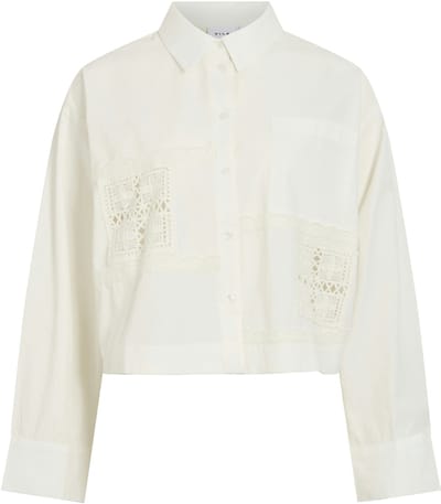 Vila Blouse Vianje Short Lace Shirt 14120542 Cloud Dancer Dames Maat - W38