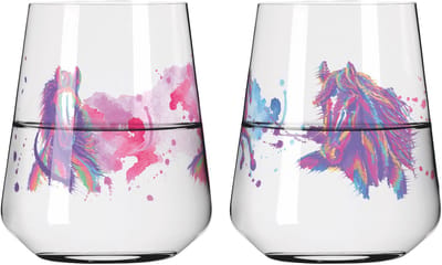 Ritzenhoff Waterglazen - Paard Aquarel Design - 2 Stuks - Kristalglas - 510 ml - Drinkglazen voor Water, Limonade, Sap & Cocktails - Geschikt voor de Vaatwasser