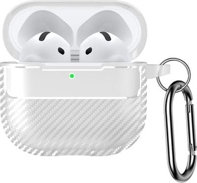 Telestore - Hoesje geschikte voor AirPods 4 - TPU carbon hoesje Beschermhoes - Shockproof AirPods 4 Cover - AirPods 4 Hoesje - Geschikt voor Apple Airpods 4 - transparant - carbon TPU cover