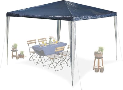 Partytent 25 x 3 x 3 m PE en staal - scheurvast en waterdicht - robuuste tuintent - donkerblauw/wit