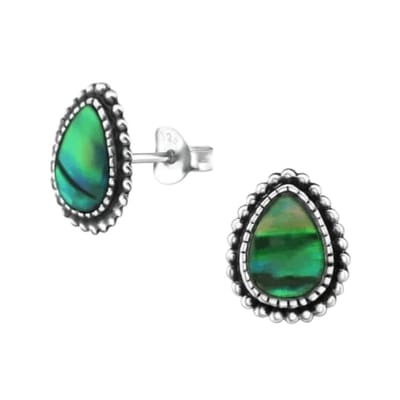 Aramat Jewels | Oorbellen | Zilveren Groen Abalone Oorbellen 12x9 mm | | | |9mm | Zilver | Volwassenen | Verkleurd niet