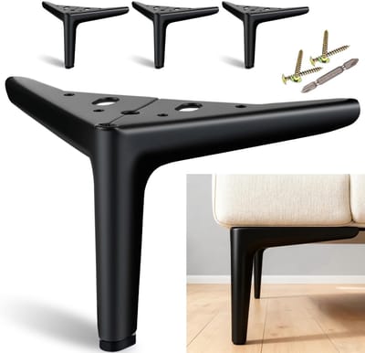 Dailygoods- Meubelpoten 12 cm - Set van 4 - Zwarte Metalen Poten - Kastpoten - Bankpoten - Verstelbaar - Innovatief Ontwerp