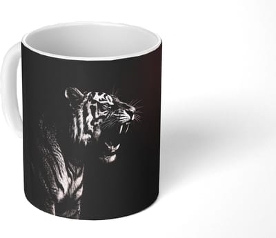 Mok - Koffiemok - Tijger - Brult - Bordeaux - Mokken - 350 ML - Beker - Koffiemokken - Theemok