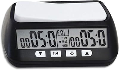 Schaakklok - Digitale Timer - Spel Competitie - Instelbare Basistijd - 14 cm - Zwart