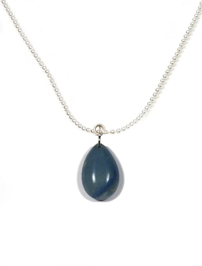 IbizaMen KIDS - jongens - ketting - RVS - ballchain -edelsteen - blauw - drop