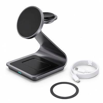 DrPhone TrioDock M3 3-in-1 Draadloze Oplader – Magnetisch Laadstation voor Smartphone, Galaxy Watch en Buds – 15W