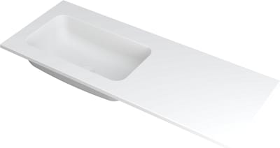 INK® Faktor wastafel polystone links zonder kraangat 120x45x1,5cm, mat wit