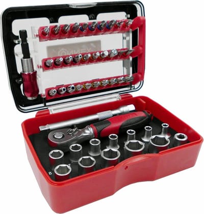 Bit Socket Set - Ratchet Set - Klusjes Thuis - Gekleurd Systeem - 46 Delig - Multicolor