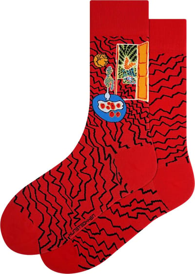 Kunst sokken - Rood interieur, Stilleven: Henri Matisse - Sokken Dames 36 40 - Biologisch Katoenen Sokken - funny socks happy - Vrolijke Sokken - Grappige Sokken - Sokken Cadeau