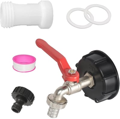 JHUBERS- Uitloopkraanset voor 1000L watertank - IBC-containeraccessoire - Aftapkraan - Eenvoudig te installeren - Corrosiebescherming - Voor irrigatie en watertoevoer